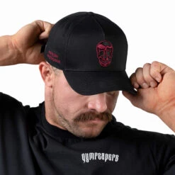 5-Panel Skull Hat - Black/Burgundy