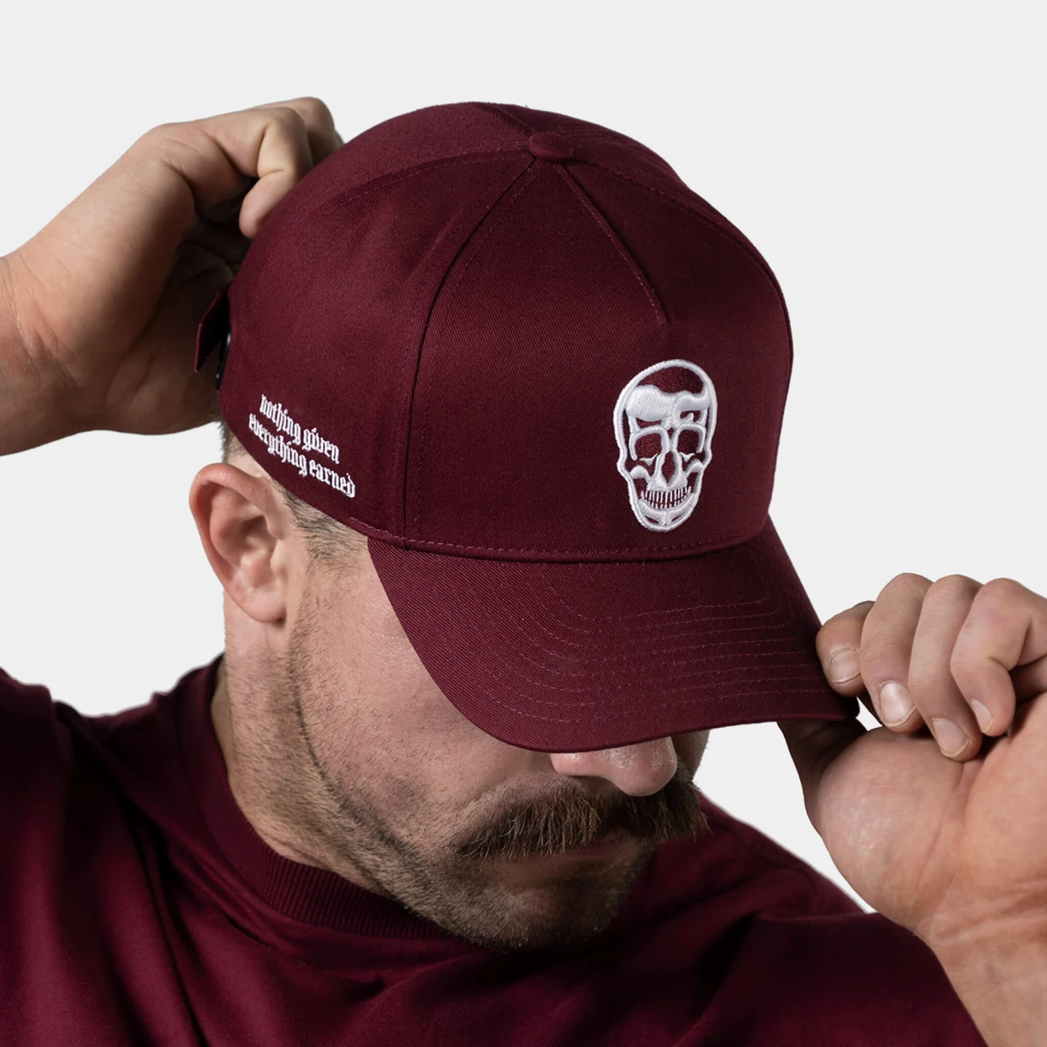 5-Panel Skull Hat - Burgundy 1 5-Panel Skull Hat - Burgundy