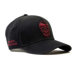 5-Panel Skull Hat - Black/Burgundy -Fitness Clothing Store 5Panel Black Burgundy Quarter