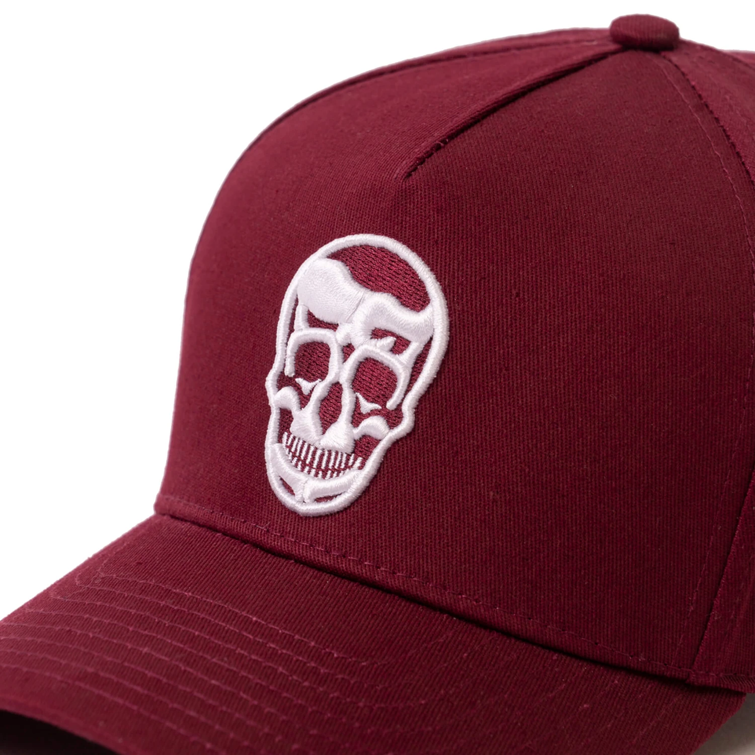 5-Panel Skull Hat - Burgundy 2 5-Panel Skull Hat - Burgundy - Image 2