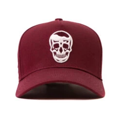 5-Panel Skull Hat - Burgundy 7 5-Panel Skull Hat - Burgundy -Fitness Clothing Store 5Panel Burgundy Front