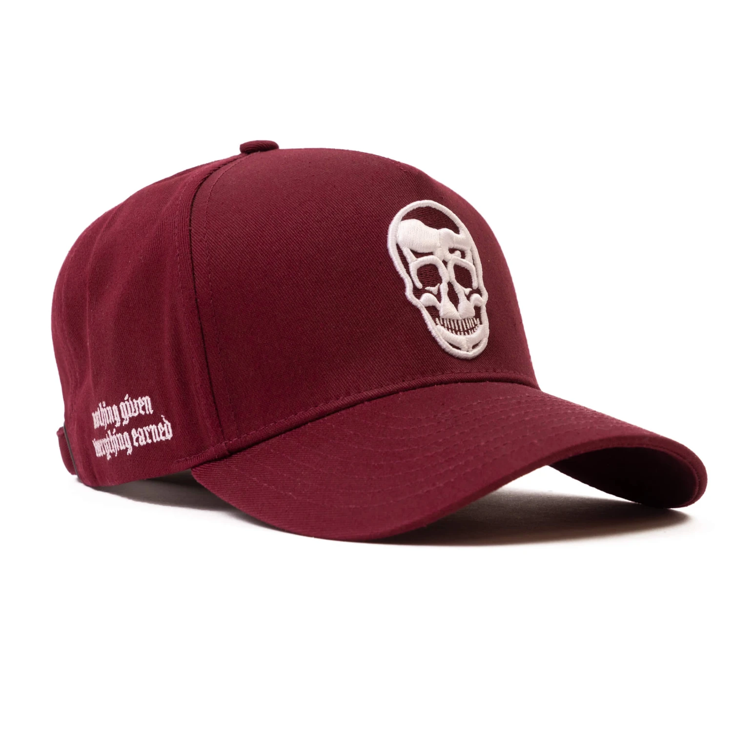 5-Panel Skull Hat - Burgundy 4 5-Panel Skull Hat - Burgundy - Image 4