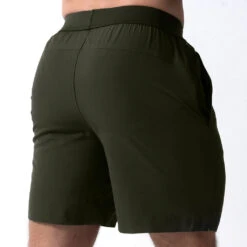 Performance Shorts - OD Green -Fitness Clothing Store 7 inch green back