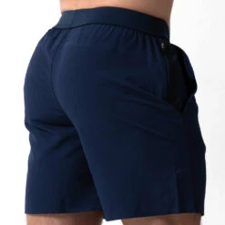 Performance Shorts - Navy -Fitness Clothing Store 7 inch navy back