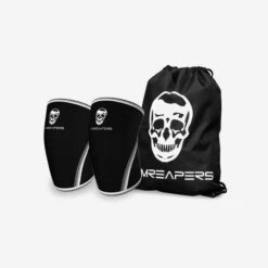 Gymreapers 7MM Knee Sleeves - Black/White -Fitness Clothing Store Black 05