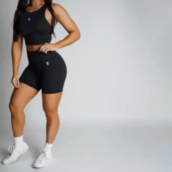 Revive Biker Shorts - Black -Fitness Clothing Store biker shorts black full