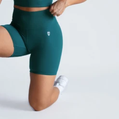 Revive Biker Shorts - Emerald -Fitness Clothing Store biker shorts emerald detail