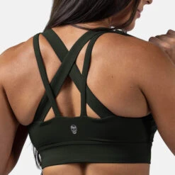 Harmony Bra - Forest Green -Fitness Clothing Store harmony bra forest green back close up