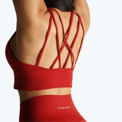 Revive High Neck Bra - Red -Fitness Clothing Store high neck bra red angle
