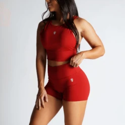 Revive High Neck Bra - Red -Fitness Clothing Store high neck bra red side