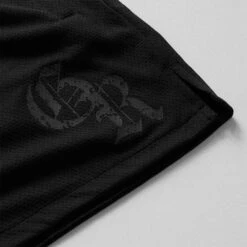 Initial Shorts - Black/Black -Fitness Clothing Store initial mesh shorts black black detail