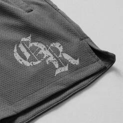 Initial Shorts - Charcoal -Fitness Clothing Store initial mesh shorts charcoal detail