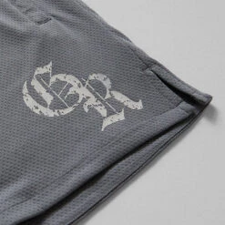 Initial Shorts - Faded Blue -Fitness Clothing Store initial mesh shorts faded blue detail