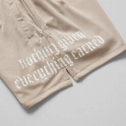 Mantra Shorts - Khaki 5 Mantra Shorts - Khaki -Fitness Clothing Store mantra mesh shorts khaki detail