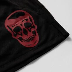 Mesh Training Shorts - Black/Red -Fitness Clothing Store mesh shorts black red skull detail