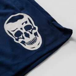 Mesh Training Shorts - Navy -Fitness Clothing Store mesh shorts blue white skull detail