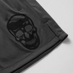 Mesh Training Shorts - Charcoal -Fitness Clothing Store mesh shorts charcoal black skull detail
