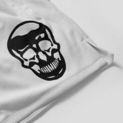 Mesh Training Shorts - White -Fitness Clothing Store mesh shorts white black skull detail