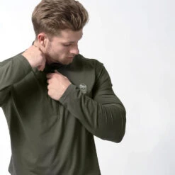 Performance Quarter Zip - OD Green -Fitness Clothing Store performance 1 4 zip green life style