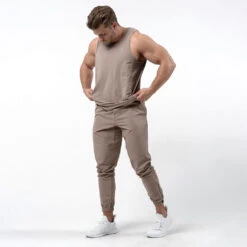 Performance Joggers - Taupe -Fitness Clothing Store performance jogger taupe full