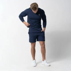 Performance Long Sleeve Shirt - Navy -Fitness Clothing Store performance shirt navy full