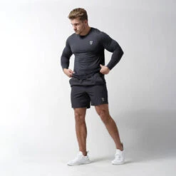 Performance Long Sleeve Shirt - Obsidian -Fitness Clothing Store performance shirt obsidian full