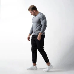 Performance Long Sleeve Shirt - Steel -Fitness Clothing Store performance shirt steel side
