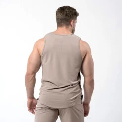 Performance Tank Top - Taupe -Fitness Clothing Store performance tank taupe back