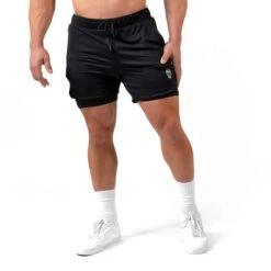 React Training Shorts - Black 7 React Training Shorts - Black -Fitness Clothing Store react shorts front