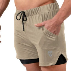 React Training Shorts - Tan 6 React Training Shorts - Tan -Fitness Clothing Store react shorts tan pocket