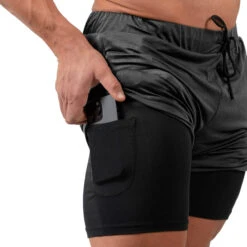 React Training Shorts - Gray -Fitness Clothing Store react training shorts gray phone pocket