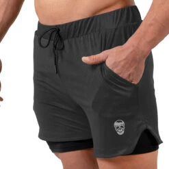 React Training Shorts - Gray -Fitness Clothing Store react training shorts gray side