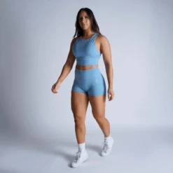 Revive 4" Shorts - Sky Blue -Fitness Clothing Store revive 4 inch shorts blue full