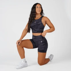 Revive Biker Shorts - Midnight Camo -Fitness Clothing Store revive camo biker shorts kneel