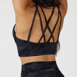 Revive High Neck Bra - Midnight Camo -Fitness Clothing Store revive camo bra detail