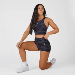 Revive 4" Shorts - Midnight Camo -Fitness Clothing Store revive camo shorts kneel