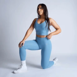 Revive Leggings - Sky Blue 10 Revive Leggings - Sky Blue -Fitness Clothing Store revive leggings blue kneel