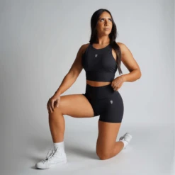 Revive 4" Shorts - Black -Fitness Clothing Store revive shorts black full kneel