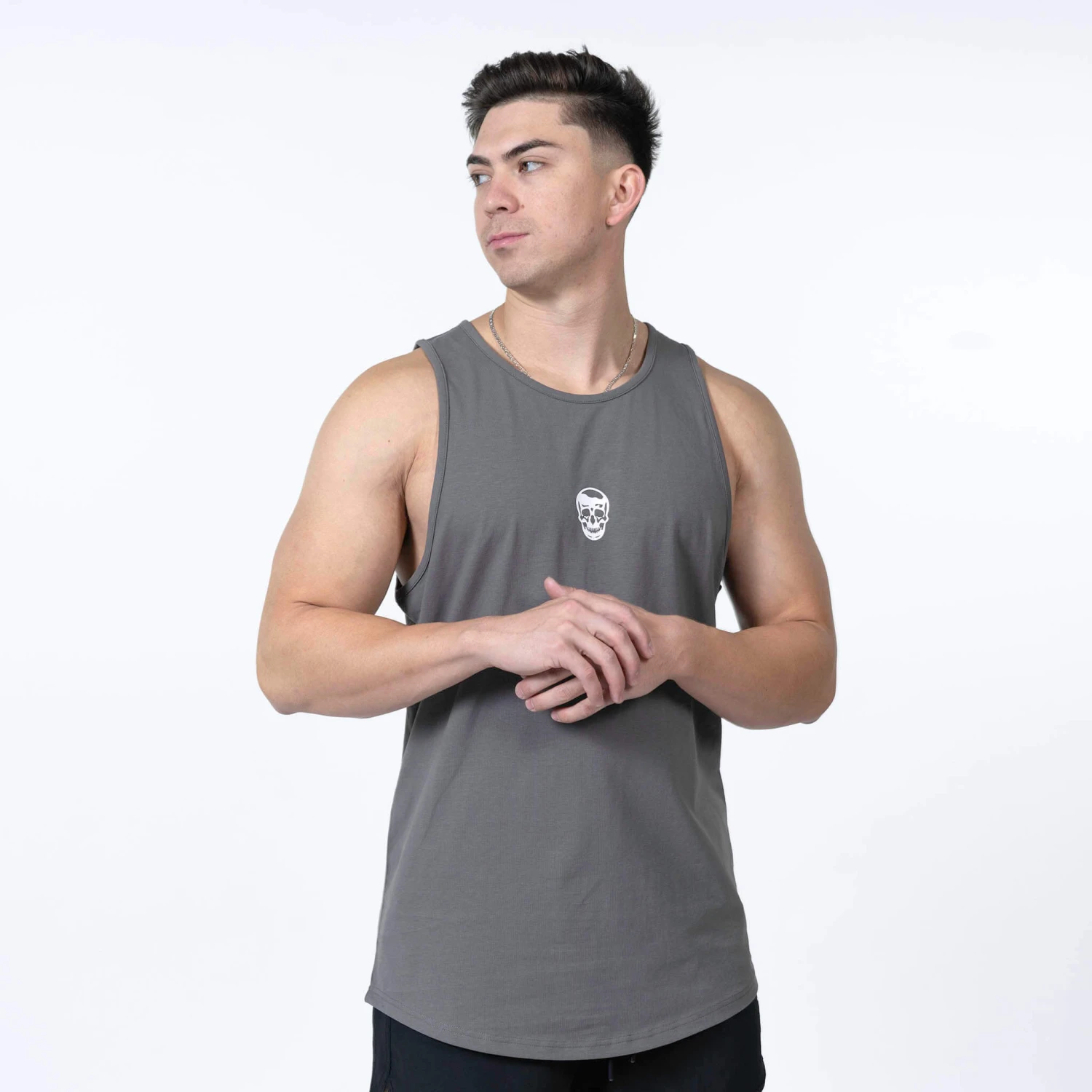 Ascend Scoop Hem Tank - Charcoal 1 Ascend Scoop Hem Tank - Charcoal