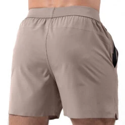 Performance Shorts - Taupe -Fitness Clothing Store shorts taupe back