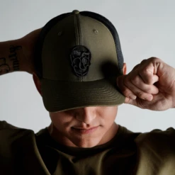 Gymreapers Trucker Hat - OD Green -Fitness Clothing Store trucker hat green front