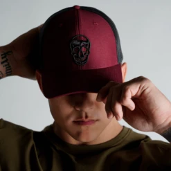 Gymreapers Trucker Hat - Maroon -Fitness Clothing Store trucker hat maroon front