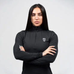 Women's Performance Quarter Zip -Fitness Clothing Store womens performance 1 4 zip black detail