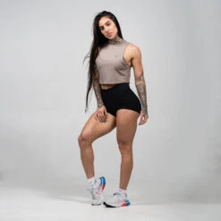 Women's Performance Tank - Taupe 8 Women's Performance Tank - Taupe -Fitness Clothing Store womens performance tank taupe side