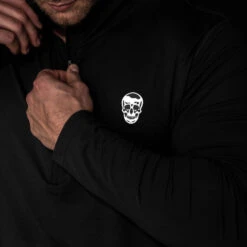 Performance Quarter Zip -Fitness Clothing Store zip black detail